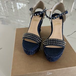 New beautiful Christian Louboutin studded wedges size 38 woman’s 100% original